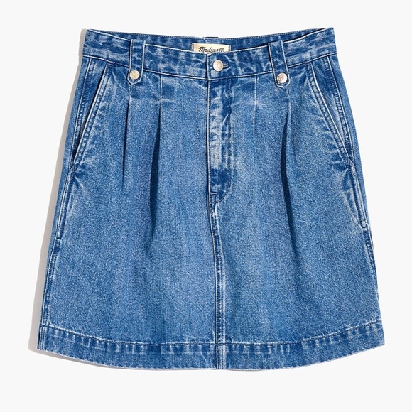 NWT - Madewell Denim Pleated Mini Skirt in Upton Wash - Size 25 - Picture 4 of 8